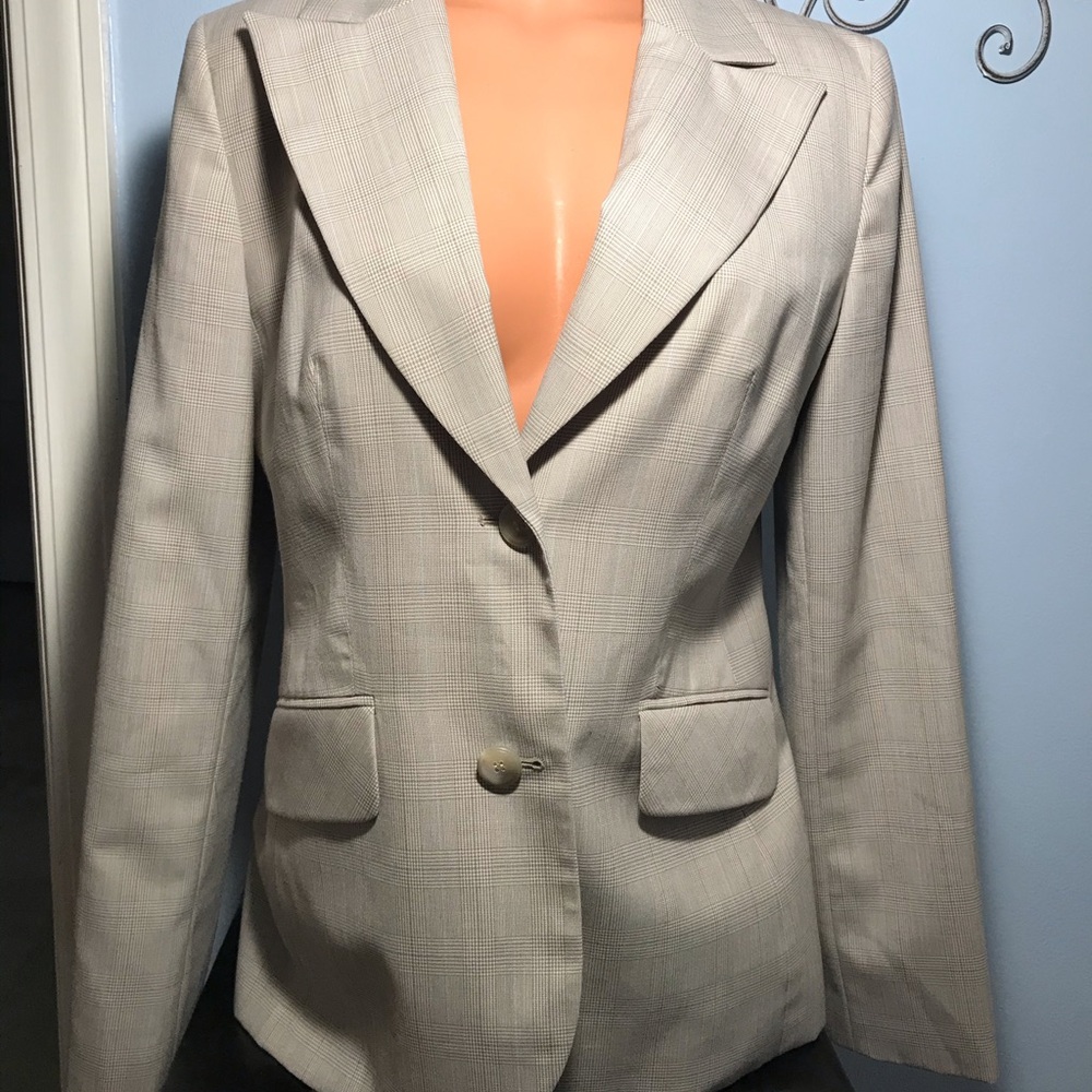 Ann Taylor Loft SZ 8 Wool Blend Lined Plaid Blazer